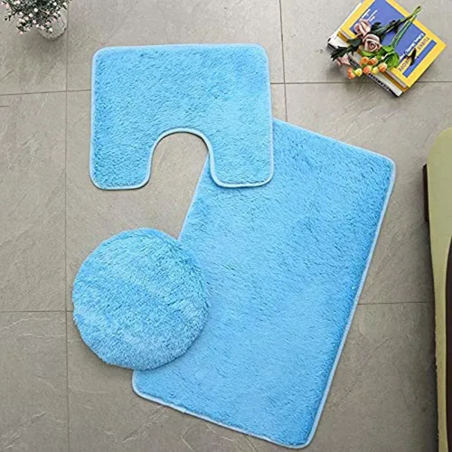 Vista 28 de Juego de 3 tapetes de baño para baño, suaves, antideslizantes, suaves, en forma de U, tapete para inodoro, tapete de baño y tapa de inodoro