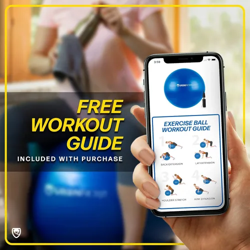 Vista 8 de URBNFit - Pelota de ejercicio, entrenamiento y yoga en varios tamaños, pelota para embarazo y estabilidad, antiestallido, incluye bomba de inflado