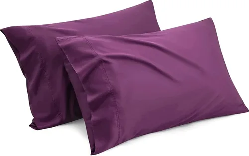 Vista 10 de Luxury Hotel Collection - Juego de 2 fundas de almohada tamaño King, color beige liso, microfibra cepillada suave, resistente a las arrugas