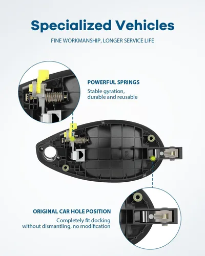 Vista 6 de LUJUNTEC Manija de puerta exterior del lado izquierdo del conductor, repuesto para Hyundai 2003-2008 para Tiburon, manija negra/cromada, reemplazo