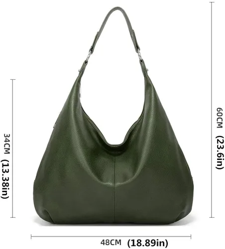 Vista 3 de Bolso Hobo para mujer, de piel sintética, suave, holgado, con cremallera