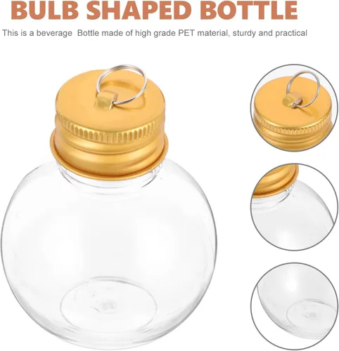 Vista 2 de BESTonZON 10 bolas de alcohol de Navidad, bombillas de botella de 1.7 fl oz con forma de adornos de Navidad de plástico transparente, colgante
