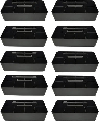 Vista 22 de Cesta grande portátil, divisores DIY, 8 compartimentos, organizador para suministros escolares, de oficina, para el hogar y negocios, cesta portátil