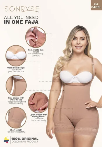 Vista 5 de Sonryse Stage 2 Postpartum Mid Thigh Tummy Control Shapewear Bodysuit Fajas Colombianas Postparto