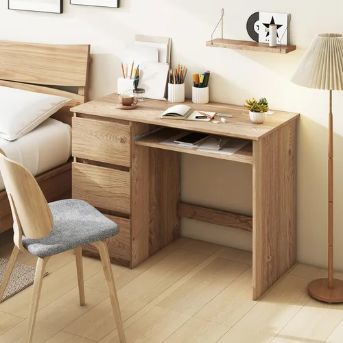 Vista 9 de DREAMADE 42" Computer Desk with 3 Drawers and Keyboard Tray, Natural