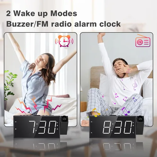 Vista 11 de Radio reloj despertador con visualización LED de 1.8 pulgadas, de carga USB, alarma dual, respaldo de batería (Versión actualizada) Mesqool AM/FM