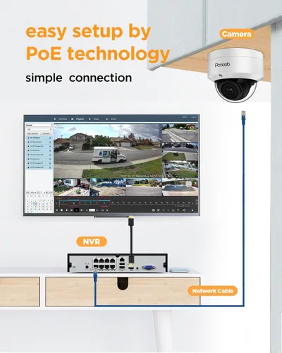 Vista 2 de Sistema de cámara de seguridad PoE de 5MP para exteriores con disco duro de 2 TB, PD54A0408-5M2-1