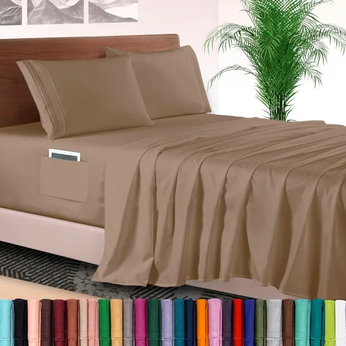 Vista 51 de Elegant Comfort - Juego de sábanas de lujo de 4 piezas - Ropa de cama de lujo de 1500 hilos, calidad de hotel prémium, microfibra, resistente a