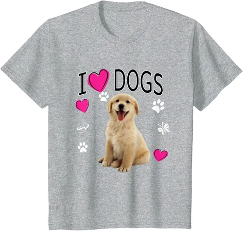Vista 36 de Camiseta I Love Dogs - Camiseta Golden Labrador retriever, Azul Negro