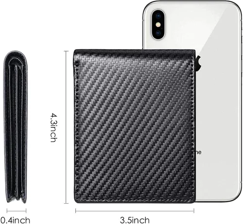 Vista 5 de Swallowmall Mens Wallet RFID Genuine Leather Slim Bifold Wallets For Men Removable ID Windows 11 Cards Holders Gift Box