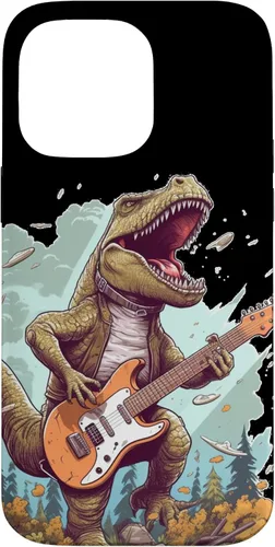 Vista 21 de Funda para iPhone 16 Cool Tyrannosaurus Rex con bajo para amantes de los dinosaurios