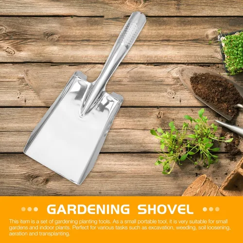 Vista 4 de Generic Pala de jardín de acero inoxidable - Mini paleta de mano para plantar trasplante y aflojar el suelo - Herramienta duradera de jardinería al