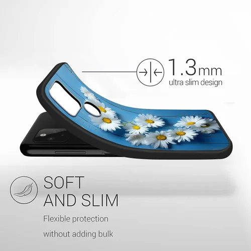 Vista 3 de Funda protectora para Pixel 4a 4G, funda protectora de goma de silicona suave de alta calidad para Google Pixel 4a 4G 5.81 pulgadas 2020, flores