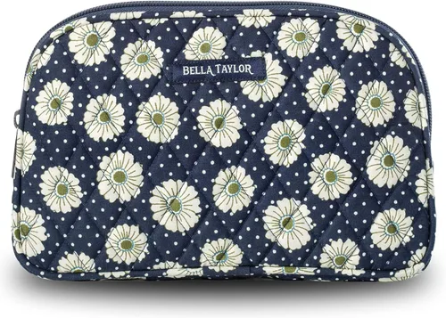 Vista 13 de Bella Taylor Bolsa de maquillaje de algodón acolchada grande para mujeres, bolsa de cosméticos de viaje