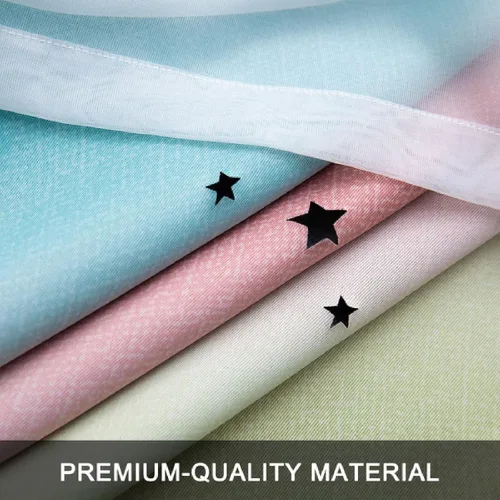 Vista 6 de Cortinas de tela con estrellas brillantes para niños, cortinas de princesa para sala de estar, cortinas opacas para ventana, cortina opaca