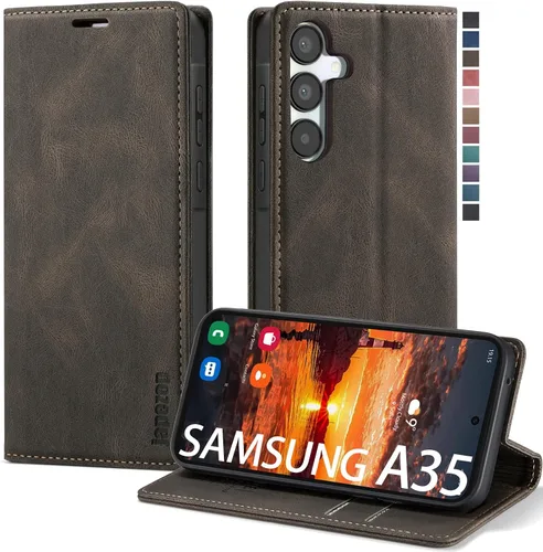 Vista 27 de Funda tipo cartera para Samsung Galaxy A32 5G con bloqueo RFID, tarjetero y función atril magnético, funda de cuero con tapa para Galaxy A32 5G