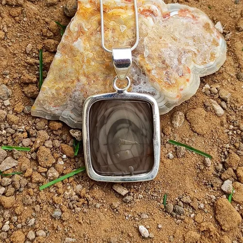 Vista 4 de PEDRAJEWELS - Colgante de jaspe imperial de calidad rara de plata de ley 925, collar de jaspe imperial, colgante de piedras preciosas de 1.220 x