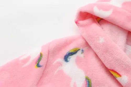 Vista 3 de Bata de forro polar para niñas y albornoz con capucha para niños de franela suave para niños Ángel