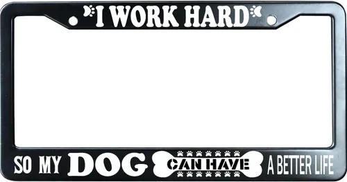 Vista 12 de Adopt A Shelter Pet Paws - Marco de matrícula negro mate para hombres y mujeres, marco de placa de automóvil de acero inoxidable resistente con 2