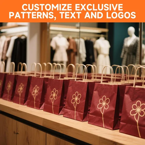 Vista 8 de METAPRINT 50 bolsas de papel kraft impresas personalizadas para pequeñas empresas, tamaño mediano de 8 x 4.5 x 10 pulgadas, bolsas de regalo