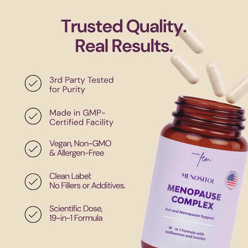Vista 8 de Inositol FEM Menositol 19 en 1 60 cápsulas, suplementos de perimenopausia y menopausia para mujeres pérdida de peso con mio-inositol, D-chiro e
