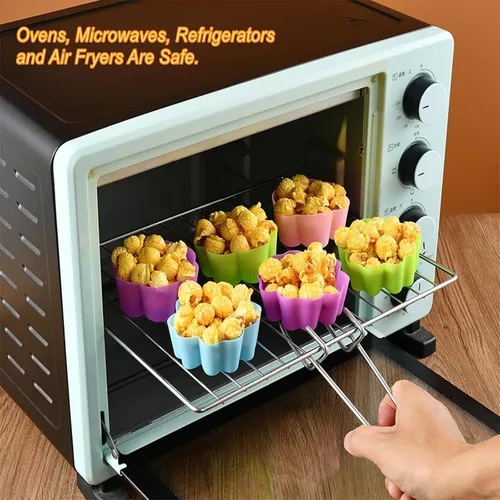 Vista 5 de 36 PCS Moldes para Hornear en Forma de Flor de Silicona Grado Alimenticio Antiadherente Mini Bandejas para Cupcakes, Pudines, Chocolates