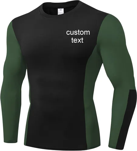 Vista 2 de 1 pieza de compresión para hombre, camiseta deportiva de manga larga, camiseta de entrenamiento personalizada con logotipo personalizado