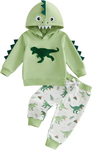 Vista 35 de Conjunto de ropa de otoño e invierno para bebé y niño, sudadera larga con capucha y pantalones para niños pequeños, 6, 12, 18, 24 meses, 2T Adorable