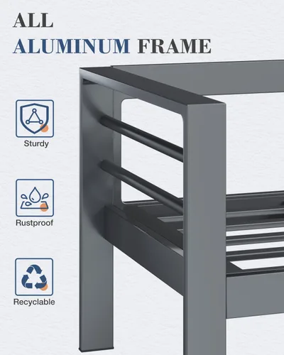 Vista 5 de AECOJOY Juego de muebles de patio de aluminio, muebles modernos de exterior de 5 asientos con mesa auxiliar, 4 piezas de sofá seccional