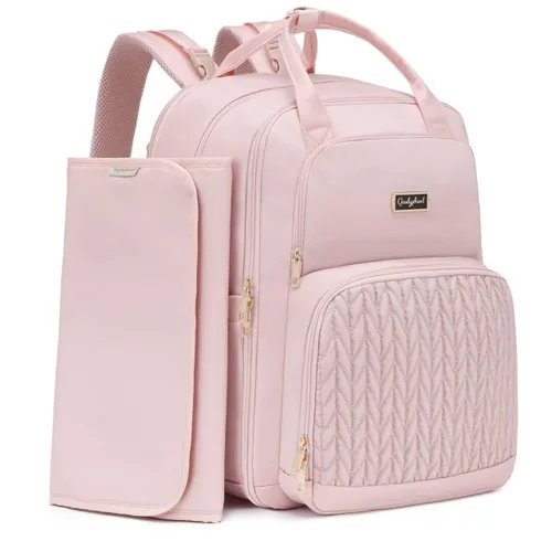 Vista 9 de Mochila para pañales Qualyphant - Bolsa de pañales extra grande para 2 niños gemelos (expandible 30-38L) - Mochila de viaje para bebé con cambiador