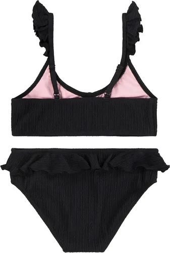 Vista 2 de Hurley Bikini de dos piezas con volantes para niña (niños grandes) negro LG (12-13 años niño grande), Negro