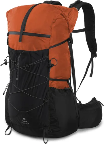 Vista 7 de Haimont Paquete de mochilero enrollable de 40L+15L con cubierta para lluvia, negro
