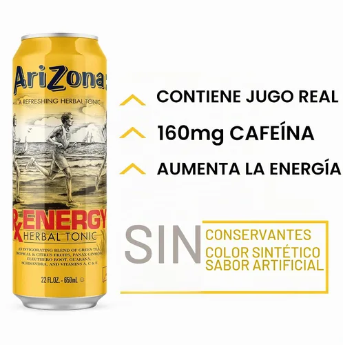 Vista 3 de AriZona Rx Energy - Lata grande, 22 onzas líquidas (paquete de 24)