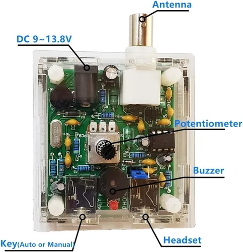 Vista 3 de S-Pixie Radio DIY Kits CW 7.023 MHz con carcasa para transmisor y transmisor Kit de radio de onda corta inalámbrica