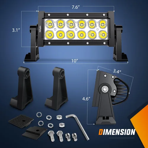 Vista 2 de Nilight - Barra de luz LED de 36W, luces LED de foco, barra de luces antiniebla para manejo todoterreno