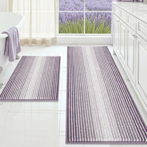 Vista 55 de BSICPRO Tapetes de baño de felpilla, 20 x 32 pulgadas, antideslizantes, absorbentes, suaves, peludos, para baño, lavables a máquina (salvia)