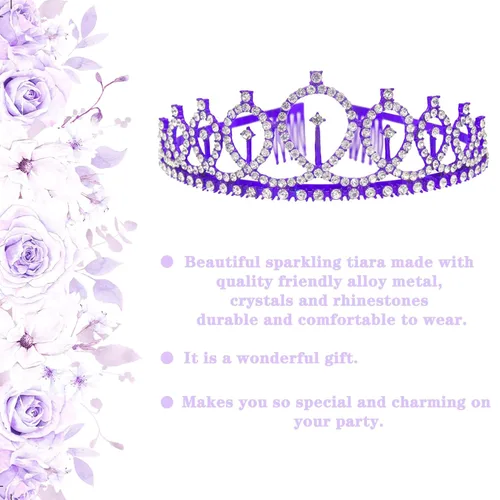 Vista 2 de Suministros para fiesta de cumpleaños número 20 para mujer, banda de feliz cumpleaños 20 y tiara de cumpleaños, coronas de princesa, decoraciones