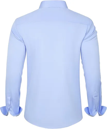 Vista 2 de J.VER Men's Dress Shirts Solid Long Sleeve Stretch Wrinkle-Free Formal Shirt Business Casual Button Down Shirts