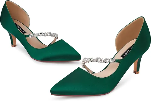 Vista 8 de Erijunor - Zapatillas cerradas para mujer con corte DOrsay y tacón kitten medio - Zapatos para fiestas y bodas