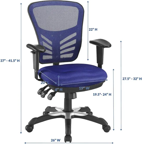 Vista 3 de Modway EEI-757 Silla de oficina ergonómica articulada de malla en azul