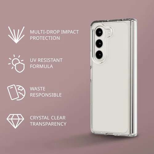 Vista 3 de Tech21 Funda EvoClear para Samsung Galaxy Z Fold5 - Protección contra impactos - Transparente