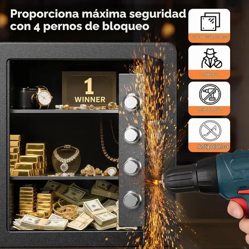 Vista 6 de Locksworth Caja de seguridad electrónica antirrobo de 2.0 pies cúbicos, con bolsa impermeable ignífuga para objetos de valor de dinero, caja