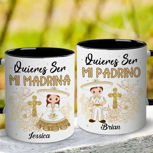 Vista 5 de WHIDOBE Juego de tazas de propuesta de padrinos personalizados, Juego de tazas de Padrino De Bautizo personalizado, Bautizo Recuerdos Juego De 2