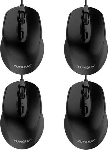 Vista 7 de YUMQUA G222 - Mouse silencioso para computadora, paquete de 2 ratones USB ópticos con cable, 800/1200 DPI, hogar y oficina, computadora