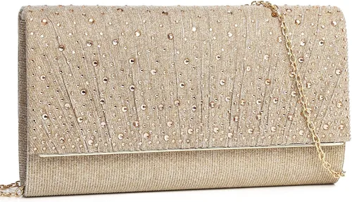Vista 9 de DETARA Bolsos de noche para mujer, con lentejuelas y purpurina para mujer, bolso de mano brillante, bolso formal para boda, fiesta, baile