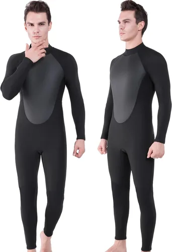 Vista 12 de Traje de neopreno completo para hombre y mujer, 0.118 in, buceo, natación, trajes húmedos térmicos, cremallera delantera/trasera, traje de baño