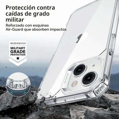 Vista 3 de ESR Funda para iPhone 14/iPhone 13, protección de grado militar con esquinas que absorben los golpes, parte trasera acrílica resistente a