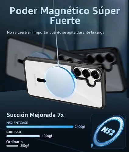 Vista 3 de FNTCASE - Funda transparente para Samsung Galaxy S25-FE compatible con Magsafe claro negro