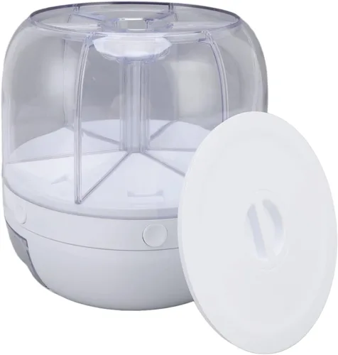 Vista 9 de Kufoo - Contenedor de almacenamiento de arroz y granos de 6 rejillas, dispensador de cereales giratorio de 360° con tapa, resistente a la humedad