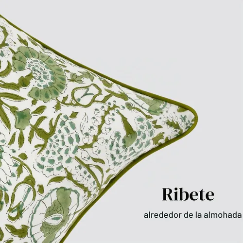 Vista 4 de CPC Funda de Cojín Verde Ágata 100% Algodón con Estampado en Bloque 12x20 pulgadas, Funda de Almohada Floral Boho Hecha a Mano, Ropa de Cama